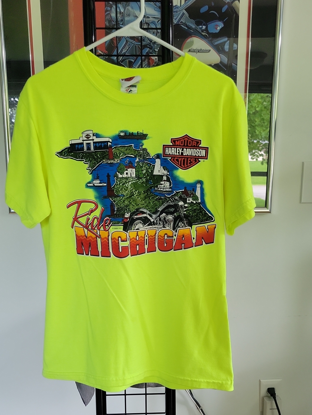 Harley-Davidson Hi-Vis T-shirt Medium Green Michigan